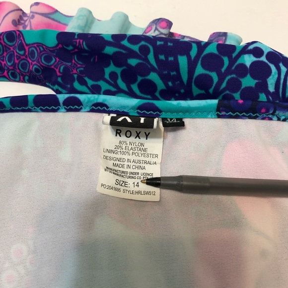 Roxy ruffle bikini bottom EUC sz 14 pink purple - Picture 10 of 11